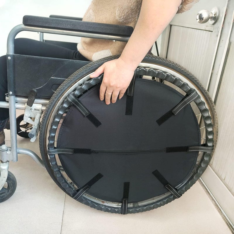 rainbowstar Wheelchair Spoke Guard with Storage Pocket Pouch for Wheelchair Wheels 24'' to Protect Fingers Black - Image 5